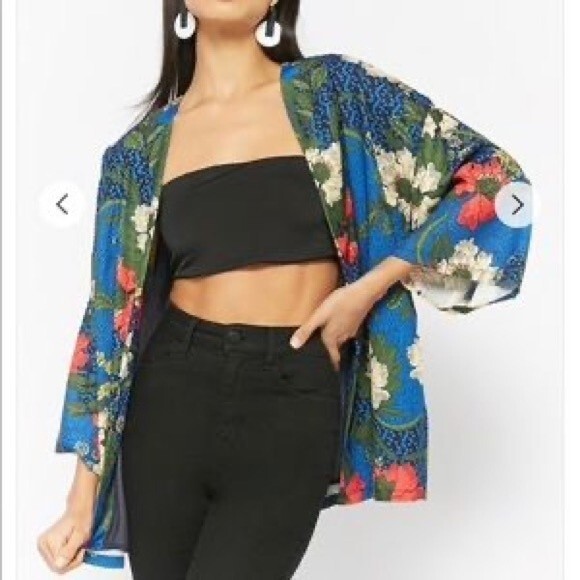 Jealous Tomato Floral Breezy Oversized Cardigan Blazer M/L NWOT - Picture 12 of 13